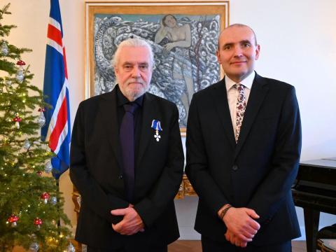 Vilmundur Guðnason with Guðni Th. Jóhannesson, President of Iceland